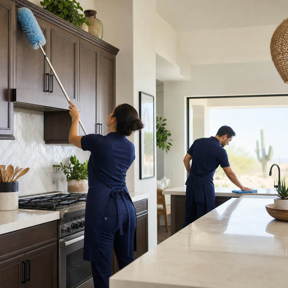 Professional home cleaning reference image for High Dusting.